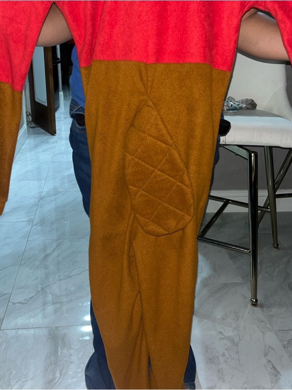 Red and Brown Two-Tone Fleece Onesie